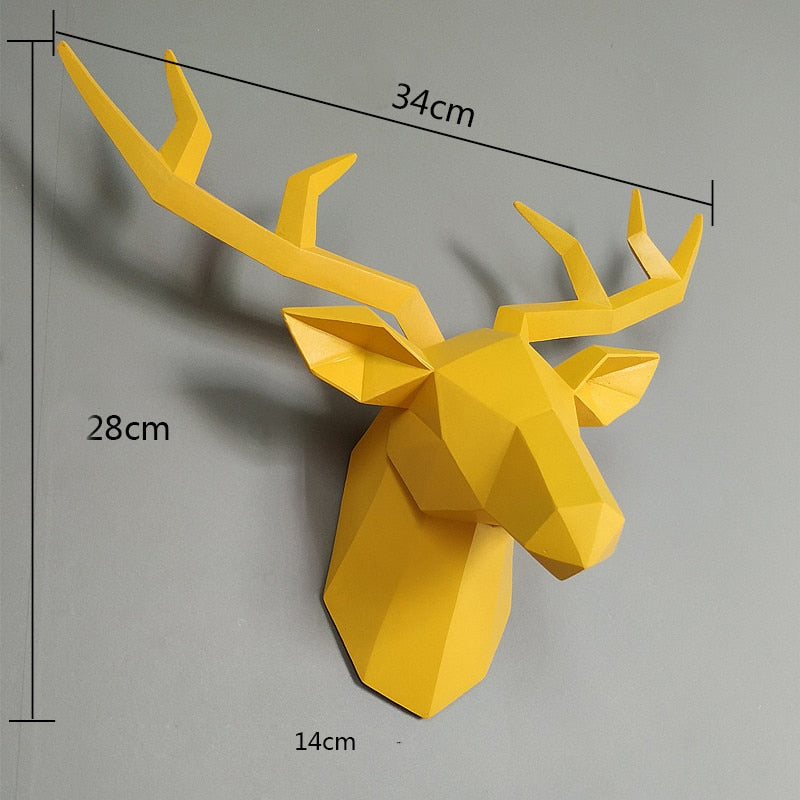 3D deer head, miniature of animal figurines