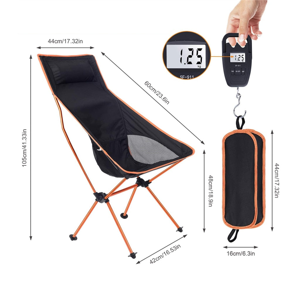 Portable camping chair for the garden and hiking