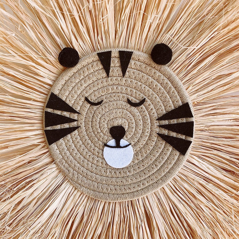 Hand-woven rug painted pet head decorations for nursery