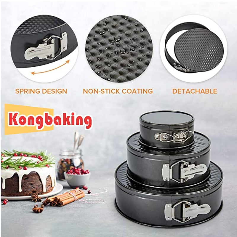 KongBaking Removable Bottom Non-stick Metal Mold Round Cake Mold