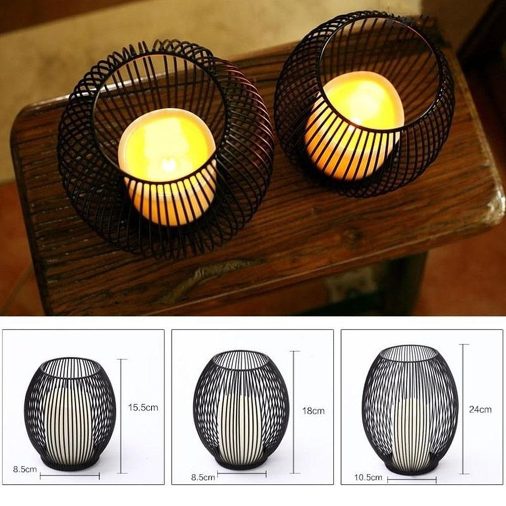 3pcs / set Hollow Iron Candlestick Holder Lighting Lights for Home Decor Without Candles