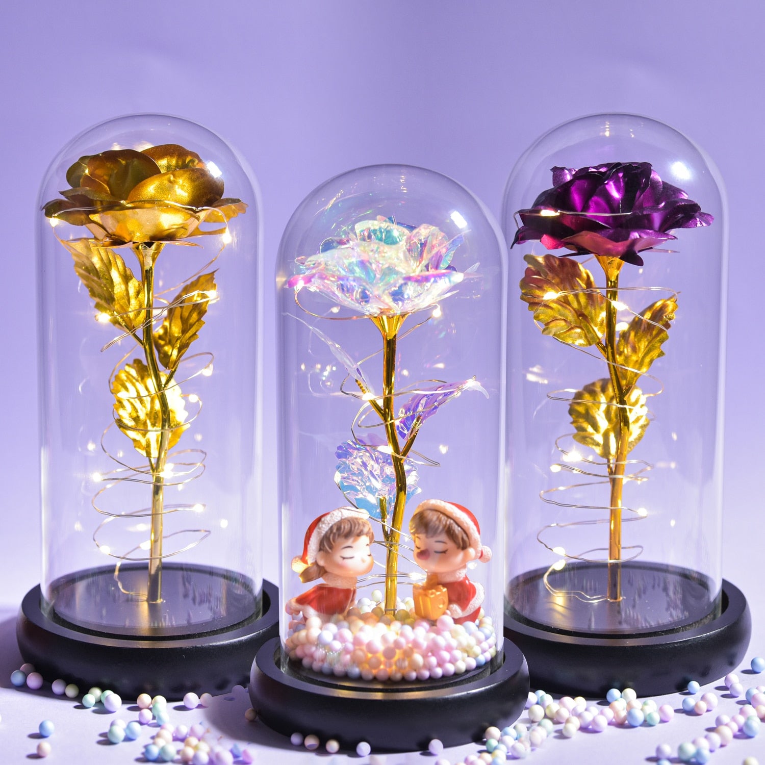 Beauty and the Beast are preserved roses in Galaxy glass