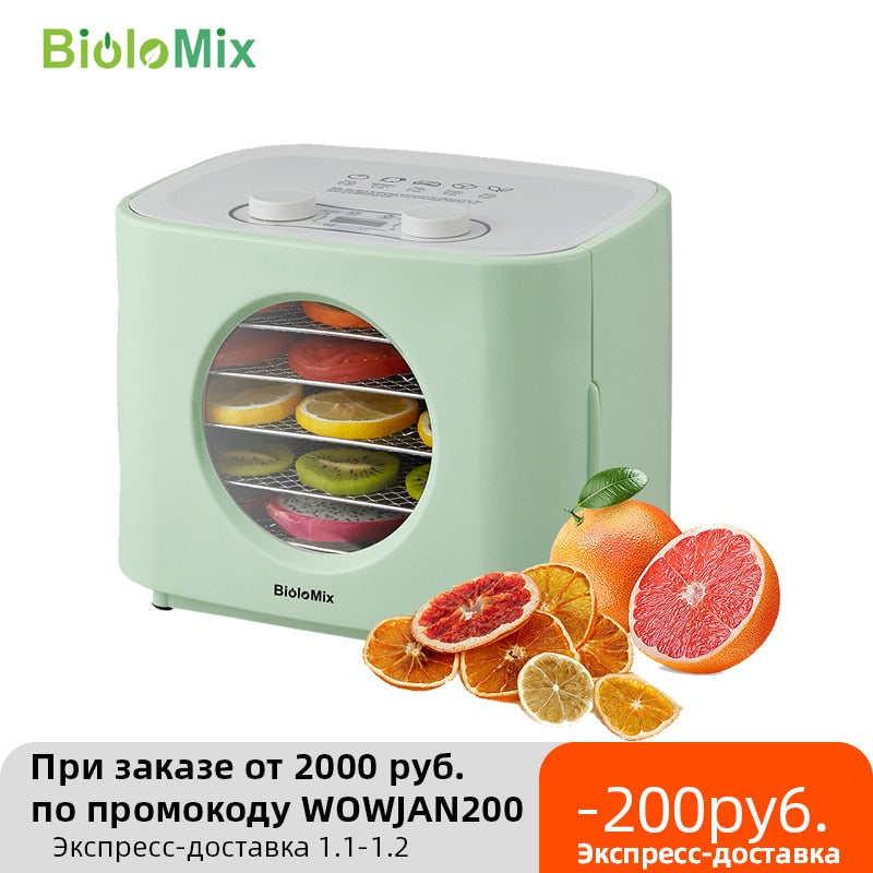 BioloMix 6 Trays Food Dehydrator Fruits Dryer with Digital LED Display For  Jerky, Herbs, Meat,Vegetable